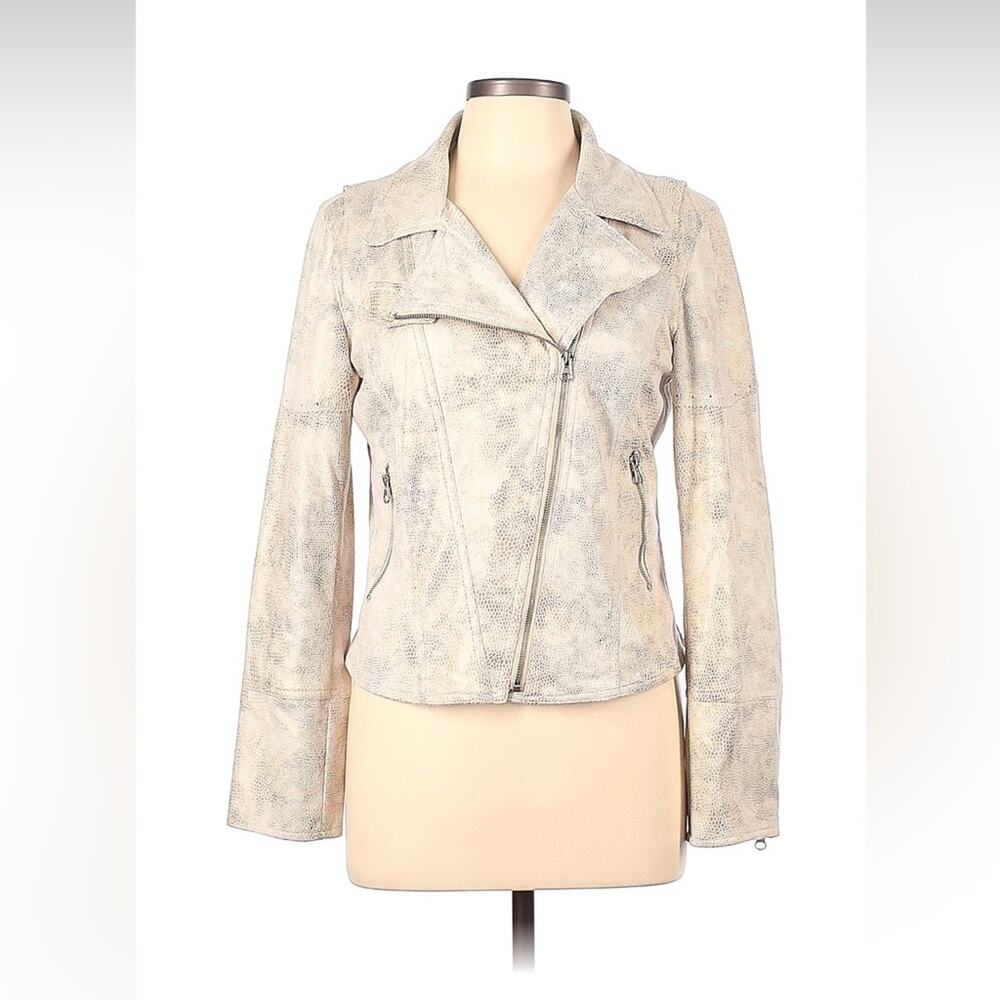 Freda‎ faux snakeskin cream moto jacket, T3 or L